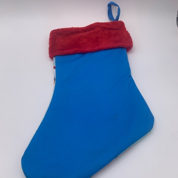 Paw Parol Christmas Stocking 16” Blue With Red Faux Fur NWT - Picture 6 of 7